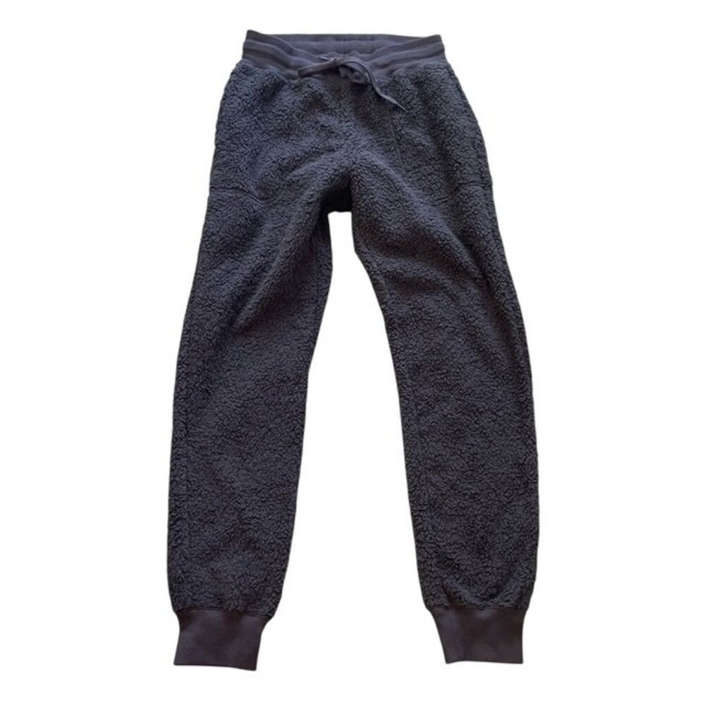 Uniqlo Sherpa Fleece Jogger Pants Gray Womens Small Cozy Lounge Sweatpants